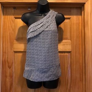 The Limited Black White Stripe One Shoulder Blouse